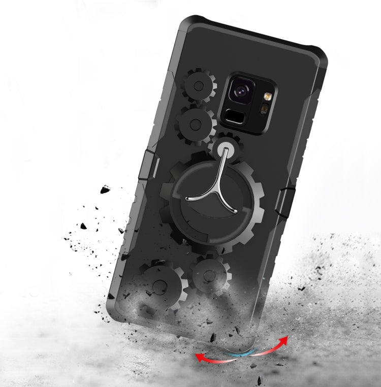 For Galaxy S9 TPU + PC Gearwheel Style Multi-function Outdoor Sports Protective Back Cover Case With 360 Degree Rotatable Holder & Armband