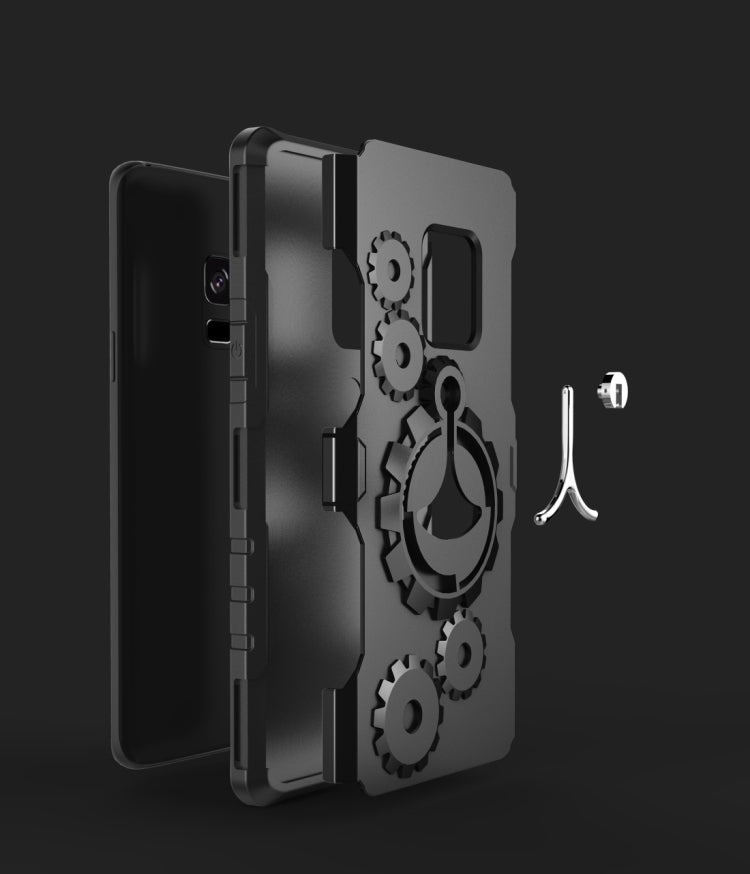 For Galaxy S9 TPU + PC Gearwheel Style Multi-function Outdoor Sports Protective Back Cover Case With 360 Degree Rotatable Holder & Armband