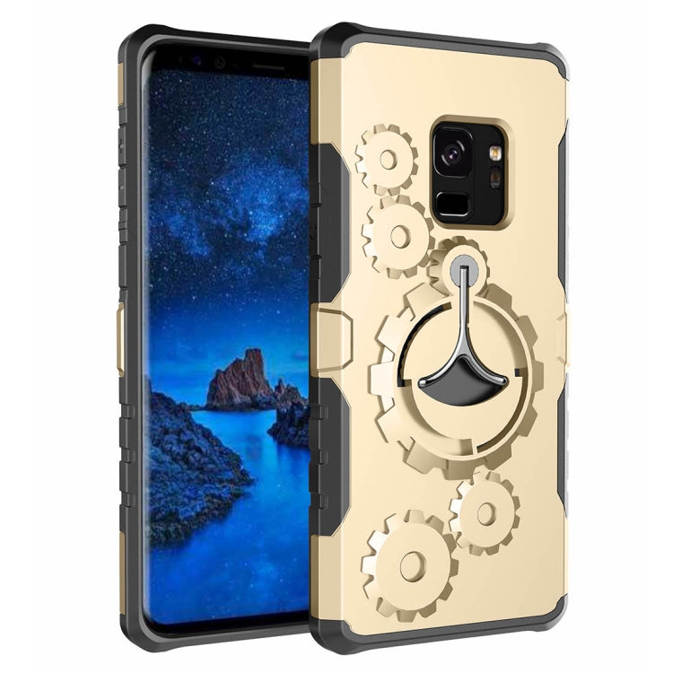 For Galaxy S9 TPU + PC Gearwheel Style Multi-function Outdoor Sports Protective Back Cover Case With 360 Degree Rotatable Holder & Armband