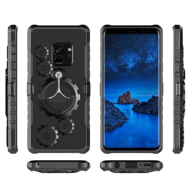 For Galaxy S9 TPU + PC Gearwheel Style Multi-function Outdoor Sports Protective Back Cover Case With 360 Degree Rotatable Holder & Armband