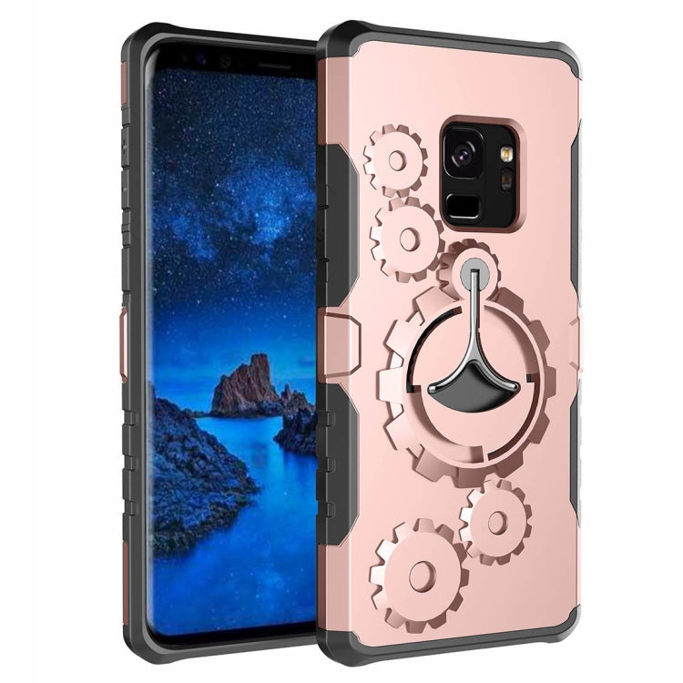 For Galaxy S9 TPU + PC Gearwheel Style Multi-function Outdoor Sports Protective Back Cover Case With 360 Degree Rotatable Holder & Armband