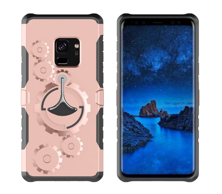 For Galaxy S9 TPU + PC Gearwheel Style Multi-function Outdoor Sports Protective Back Cover Case With 360 Degree Rotatable Holder & Armband