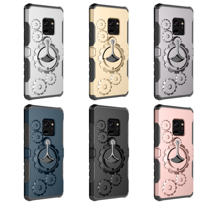 For Galaxy S9 TPU + PC Gearwheel Style Multi-function Outdoor Sports Protective Back Cover Case With 360 Degree Rotatable Holder & Armband