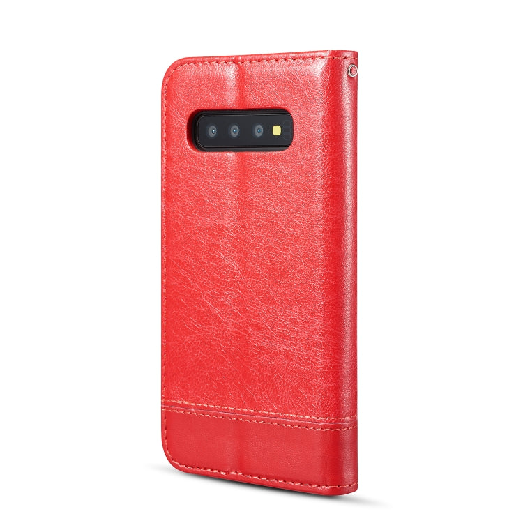 Double-sided Adsorption Stitching Horizontal Flip Leather Case for Galaxy S10, with Holder & Card Slots & Sling