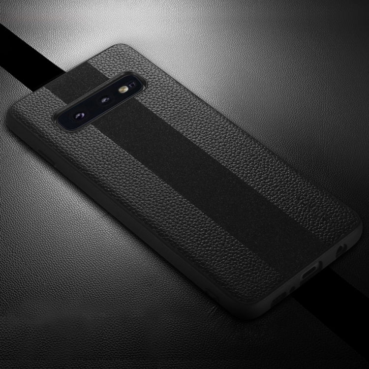 SULADA Anti-slip TPU + Handmade Leather Case for Galaxy S10e(Black)