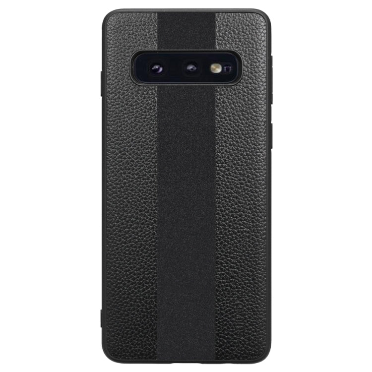 SULADA Anti-slip TPU + Handmade Leather Case for Galaxy S10e(Black)