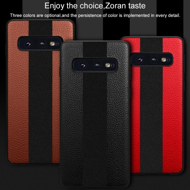 SULADA Anti-slip TPU + Handmade Leather Case for Galaxy S10e(Black)