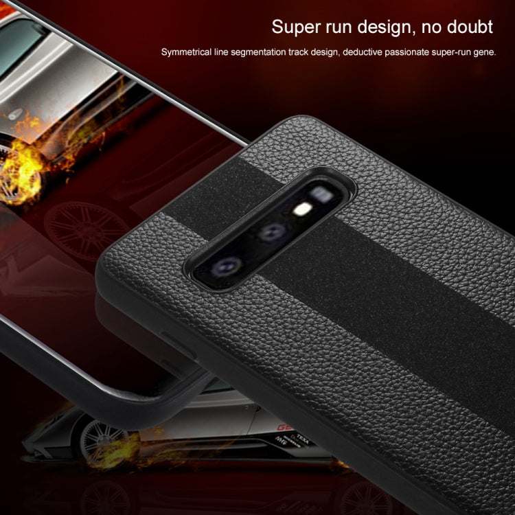 SULADA Anti-slip TPU + Handmade Leather Case for Galaxy S10e(Black)