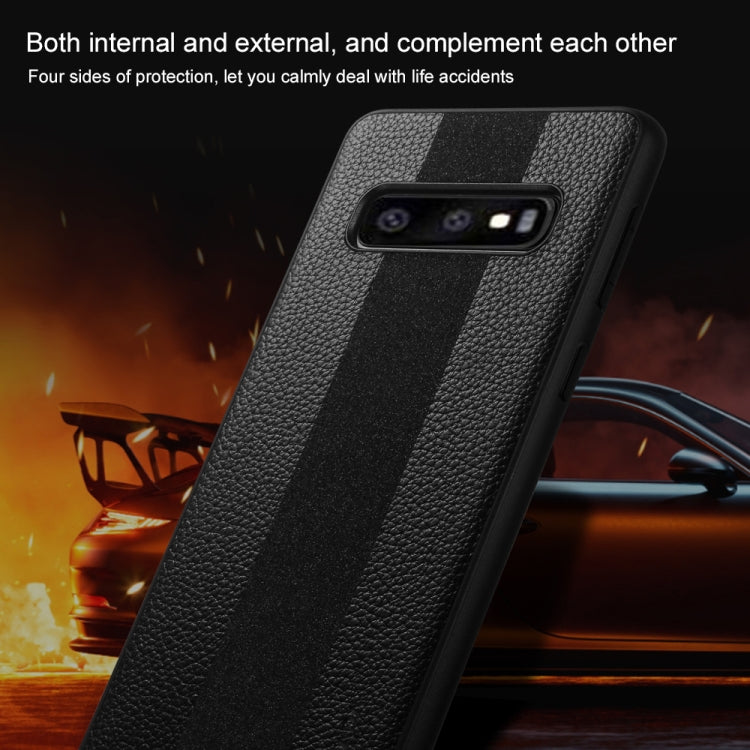 SULADA Anti-slip TPU + Handmade Leather Case for Galaxy S10e(Black)
