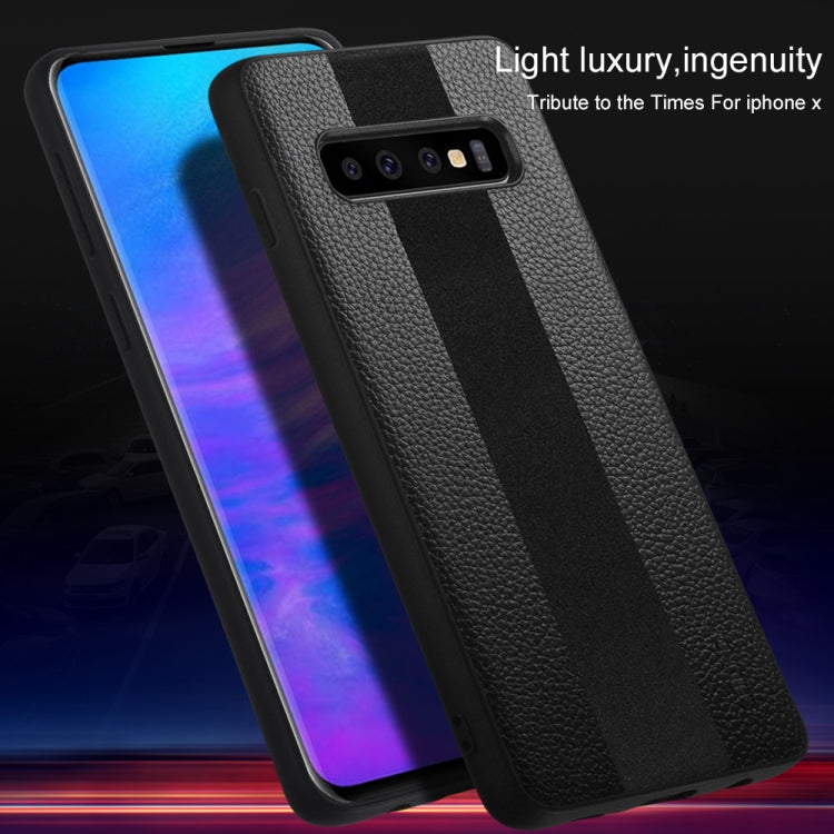 SULADA Anti-slip TPU + Handmade Leather Case for Galaxy S10+ (Red)