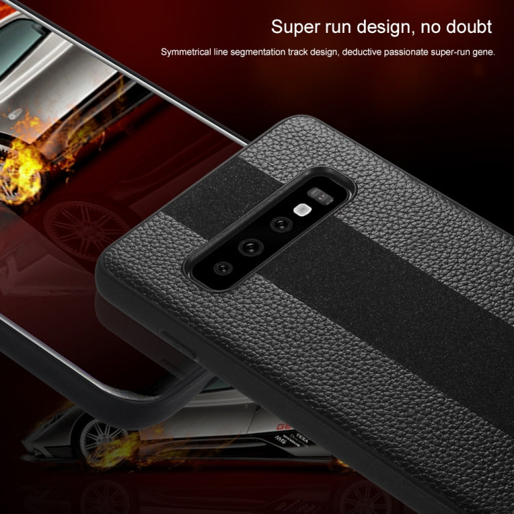 SULADA Anti-slip TPU + Handmade Leather Case for Galaxy S10+ (Red)