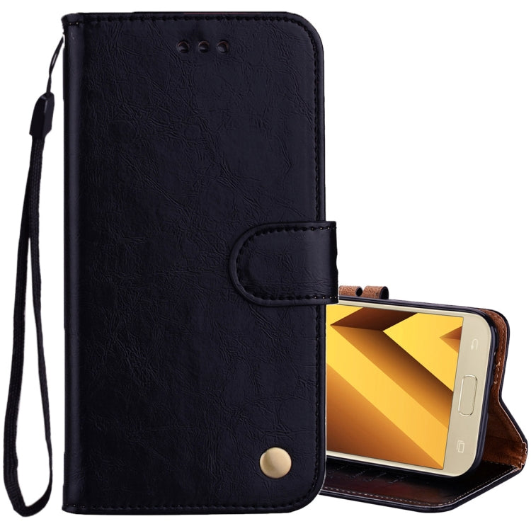 For Samsung Galaxy A3 (2017) Business Style Oil Wax Texture Horizontal Flip Leather Case with Holder & Card Slots & Wallet
