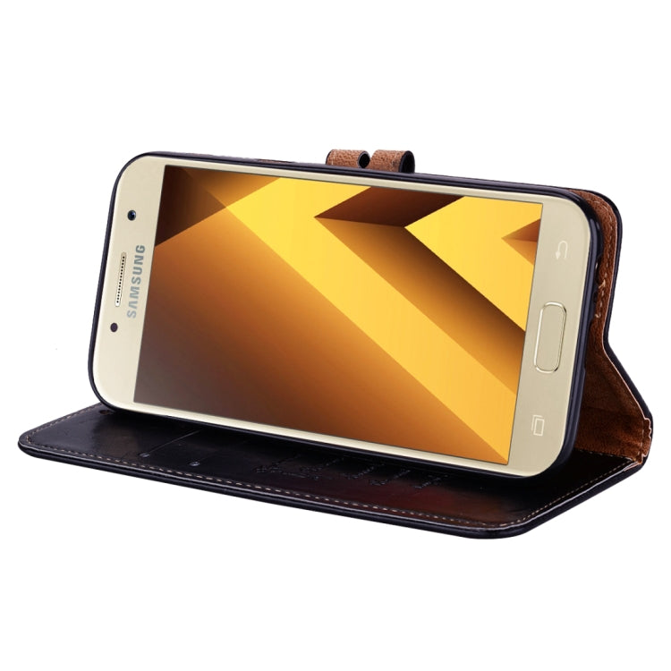 For Samsung Galaxy A3 (2017) Business Style Oil Wax Texture Horizontal Flip Leather Case with Holder & Card Slots & Wallet