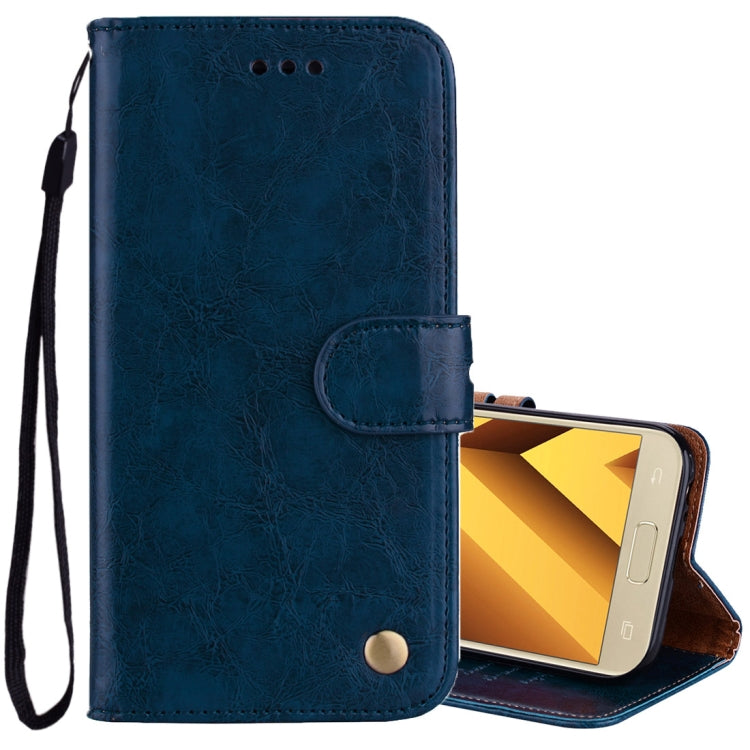 For Samsung Galaxy A3 (2017) Business Style Oil Wax Texture Horizontal Flip Leather Case with Holder & Card Slots & Wallet