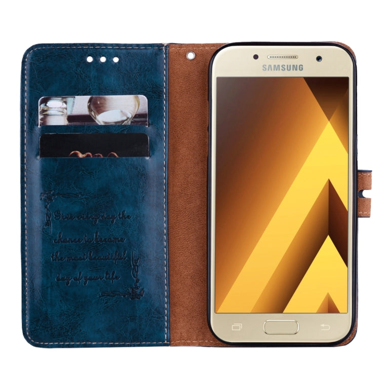 For Samsung Galaxy A3 (2017) Business Style Oil Wax Texture Horizontal Flip Leather Case with Holder & Card Slots & Wallet