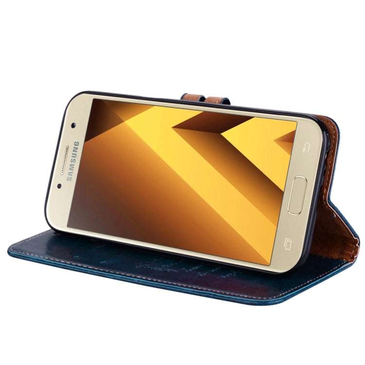 For Samsung Galaxy A3 (2017) Business Style Oil Wax Texture Horizontal Flip Leather Case with Holder & Card Slots & Wallet