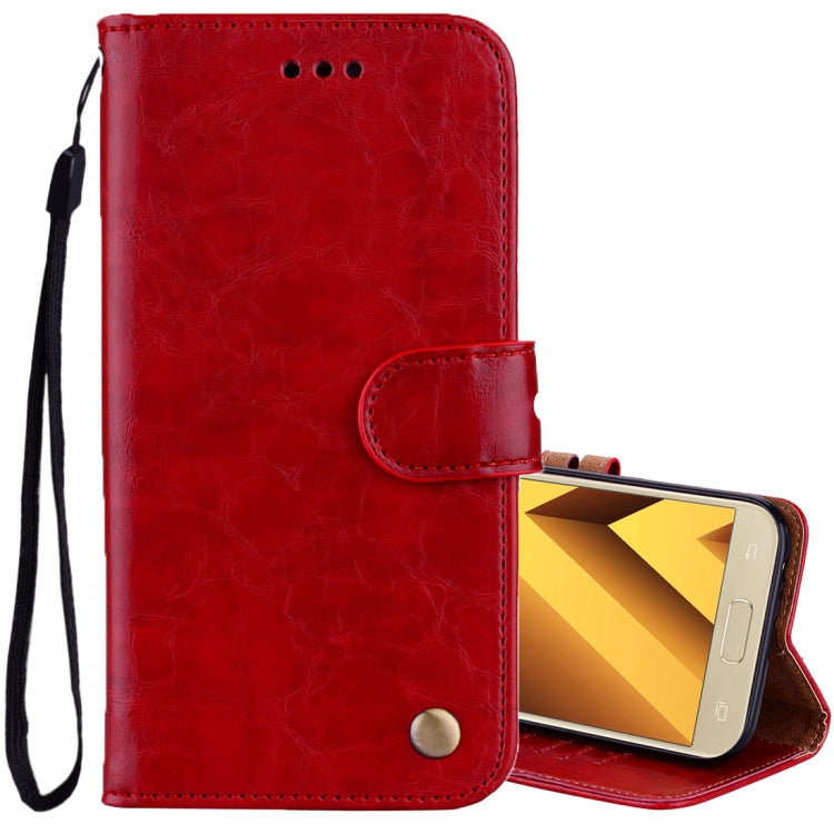 For Samsung Galaxy A3 (2017) Business Style Oil Wax Texture Horizontal Flip Leather Case with Holder & Card Slots & Wallet