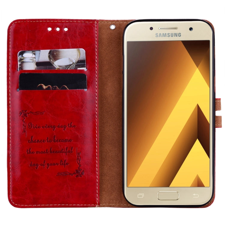 For Samsung Galaxy A3 (2017) Business Style Oil Wax Texture Horizontal Flip Leather Case with Holder & Card Slots & Wallet