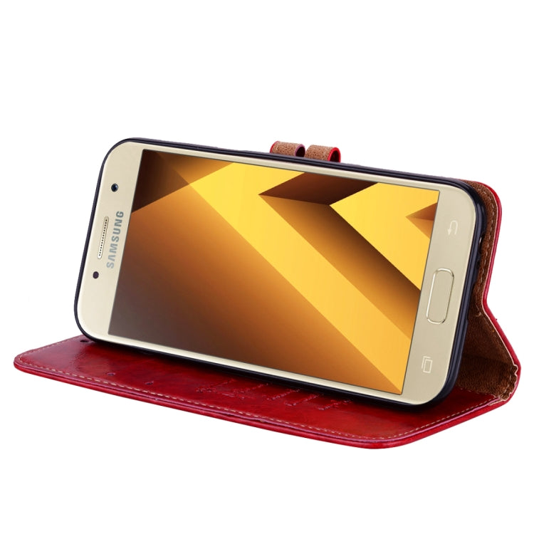 For Samsung Galaxy A3 (2017) Business Style Oil Wax Texture Horizontal Flip Leather Case with Holder & Card Slots & Wallet