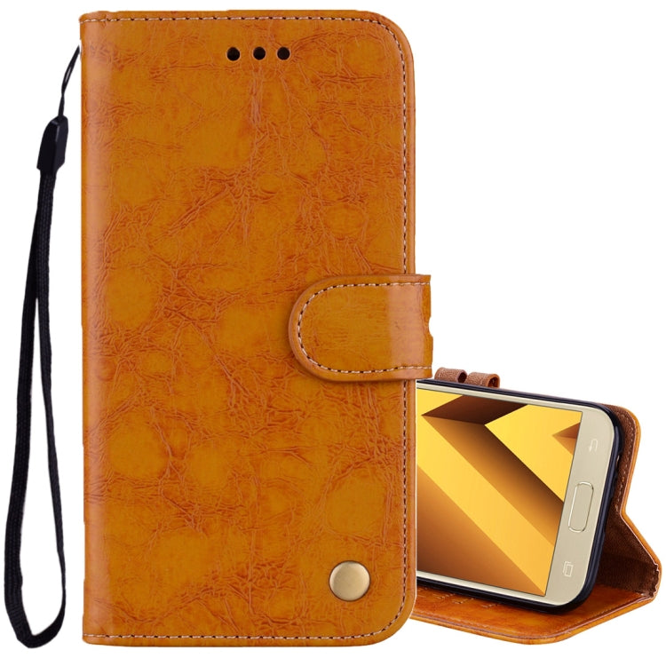 For Samsung Galaxy A3 (2017) Business Style Oil Wax Texture Horizontal Flip Leather Case with Holder & Card Slots & Wallet