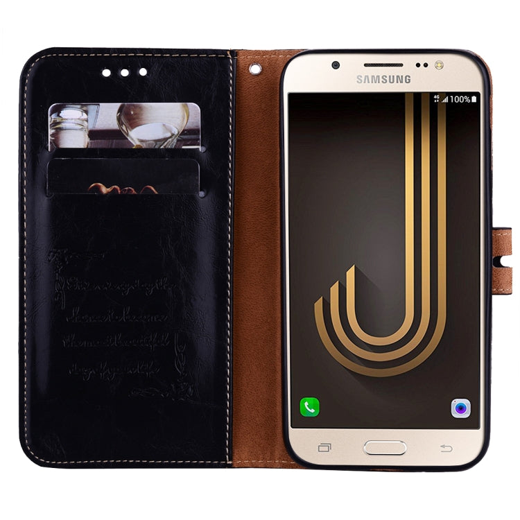 For Galaxy J3 (2017) / J330 (EU Version) Business Style Oil Wax Texture Horizontal Flip Leather Case with Holder & Card Slots & Wallet