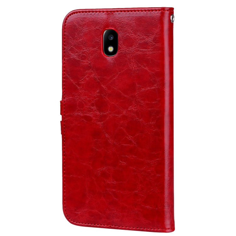 For Galaxy J3 (2017) / J330 (EU Version) Business Style Oil Wax Texture Horizontal Flip Leather Case with Holder & Card Slots & Wallet