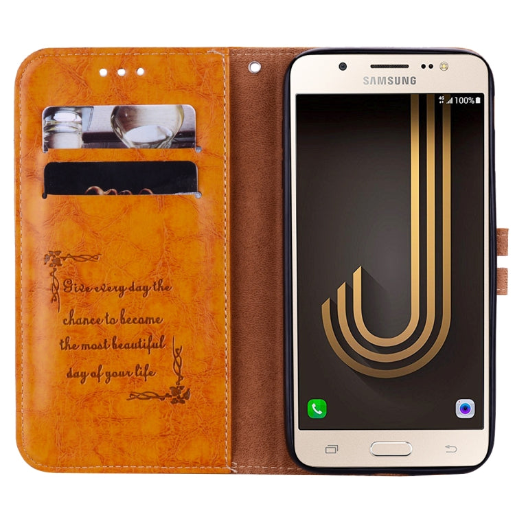 For Galaxy J3 (2017) / J330 (EU Version) Business Style Oil Wax Texture Horizontal Flip Leather Case with Holder & Card Slots & Wallet