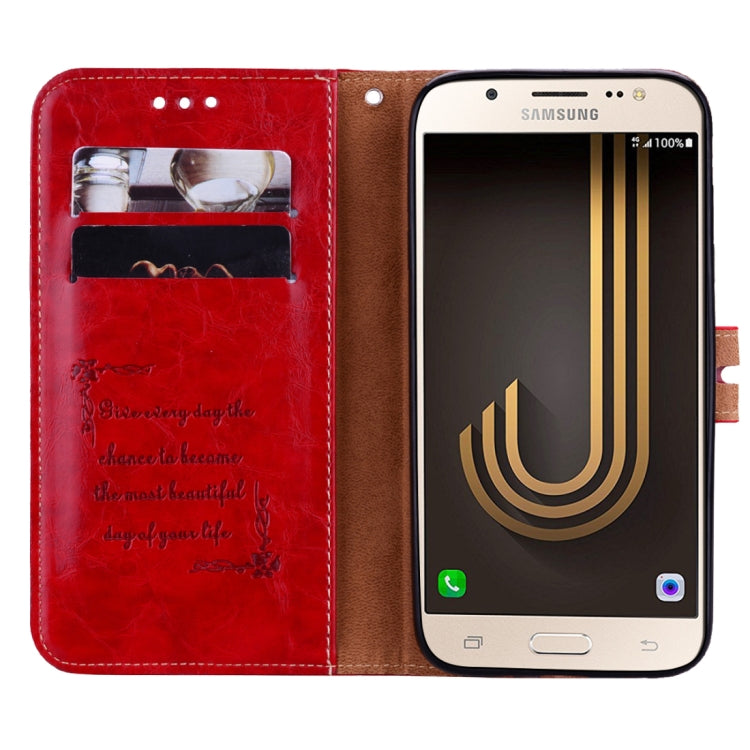 For Samsung Galaxy J5 (2017) / J530 (EU Version) Business Style Oil Wax Texture Horizontal Flip Leather Case with Holder & Card Slots & Wallet