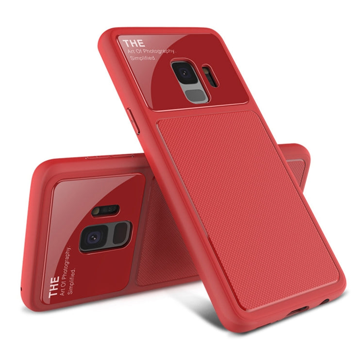 Lenuo LeJazz Series for Galaxy S9 Shockproof TPU + Glass Protective Back Case (Red)
