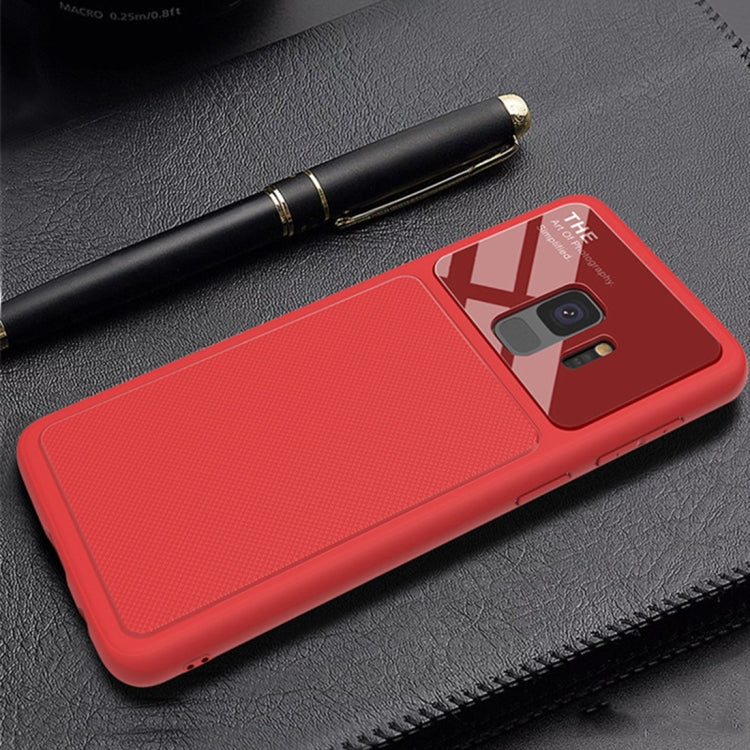 Lenuo LeJazz Series for Galaxy S9 Shockproof TPU + Glass Protective Back Case (Red)