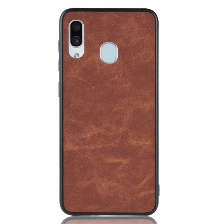 Shockproof Sheep Skin PC + PU + TPU Case for Galaxy A30 (Brown)