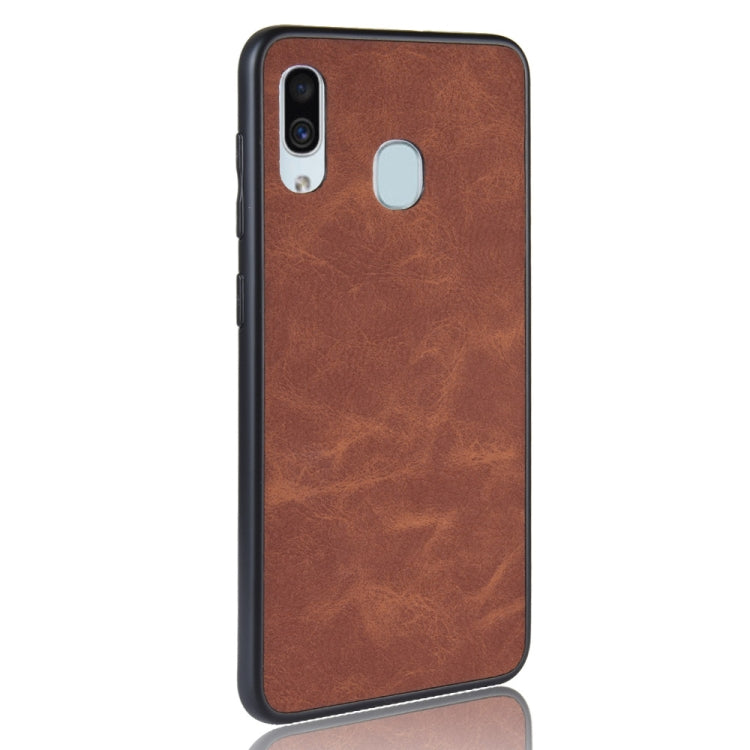 Shockproof Sheep Skin PC + PU + TPU Case for Galaxy A30 (Brown)