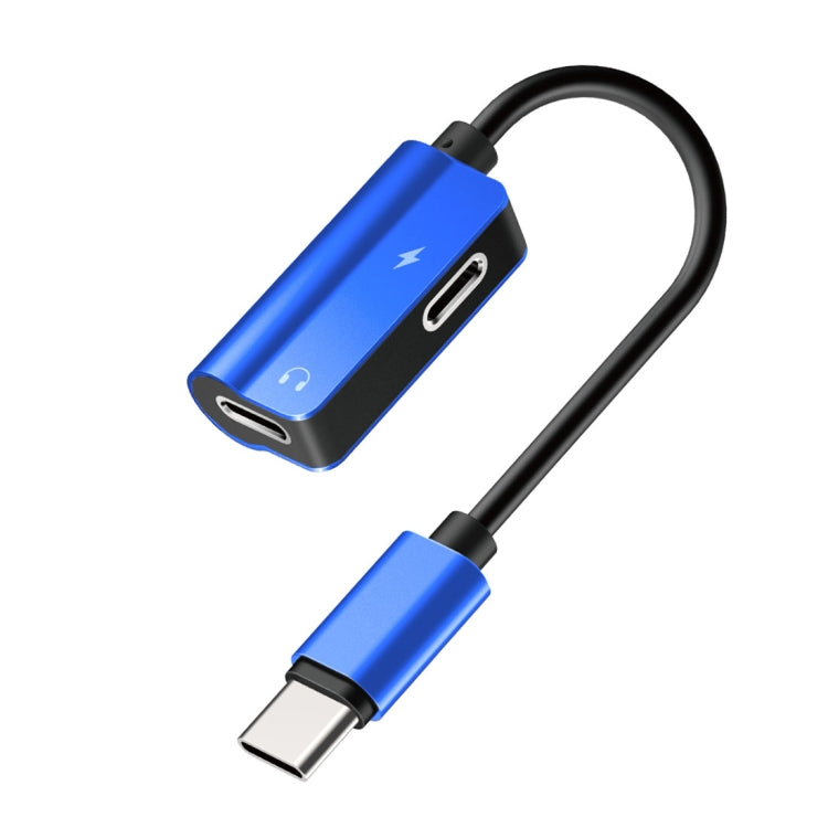 ROCK 0.12m 1.5A Metal Dual Type-C Female to Type-C Male Listening & Charging Audio 2 in 1 Cable, For Galaxy, Huawei, Xiaomi, LG, HTC and Other Smart Phones