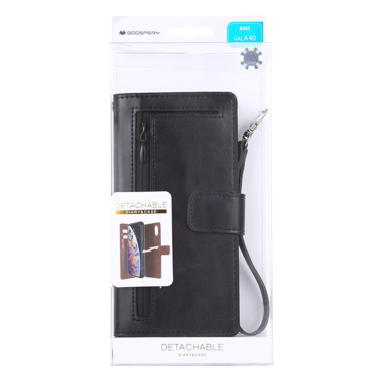 GOOSPERY DETACHABLE DIARY Horizontal Flip Leather Case with Holder & Card Slots & Zipper & Wallet for Galaxy A40