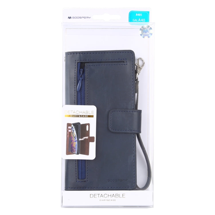 GOOSPERY DETACHABLE DIARY Horizontal Flip Leather Case with Holder & Card Slots & Zipper & Wallet for Galaxy A40