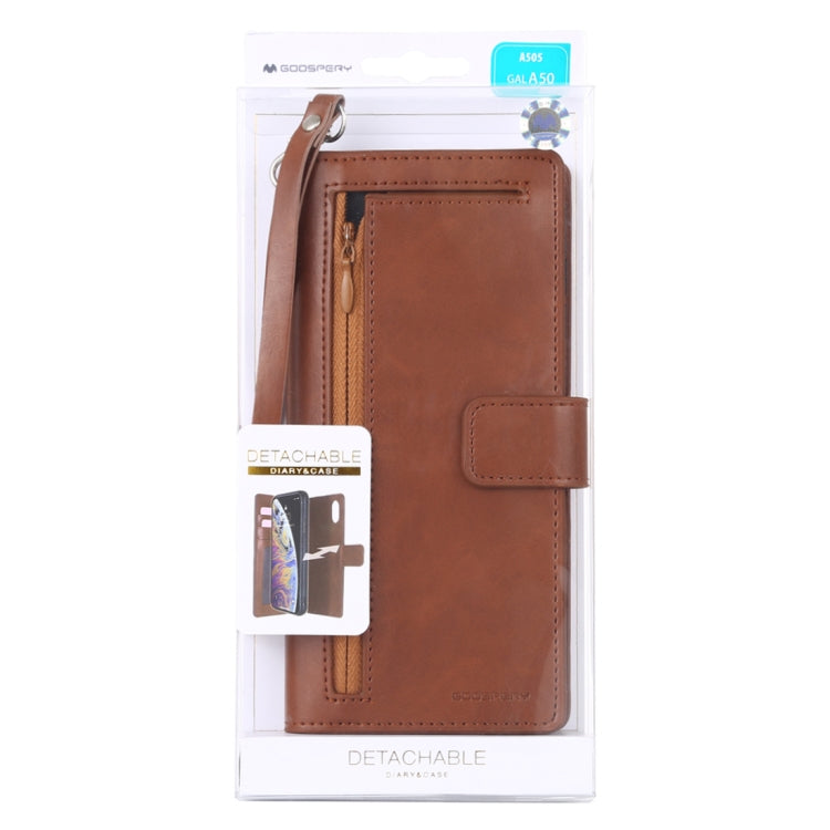 GOOSPERY DETACHABLE DIARY Horizontal Flip Leather Case with Holder & Card Slots & Zipper & Wallet for Galaxy A50