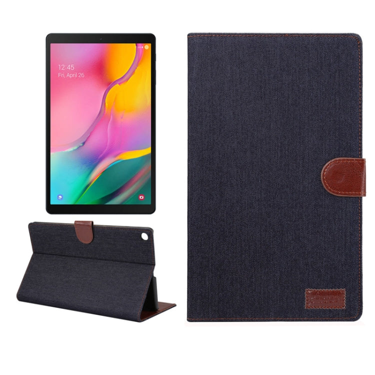 Denim Texture PC Horizontal Flip Leather Protective Case for Galaxy Tab A 10.1 2019 T510 / T515 , with Holder & Card Slots & Wallet & Photo Frame (Black)