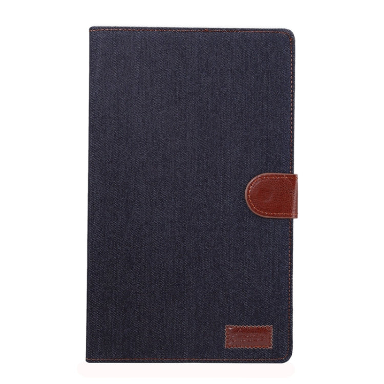 Denim Texture PC Horizontal Flip Leather Protective Case for Galaxy Tab A 10.1 2019 T510 / T515 , with Holder & Card Slots & Wallet & Photo Frame (Black)