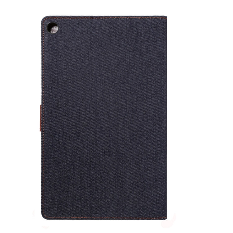 Denim Texture PC Horizontal Flip Leather Protective Case for Galaxy Tab A 10.1 2019 T510 / T515 , with Holder & Card Slots & Wallet & Photo Frame (Black)