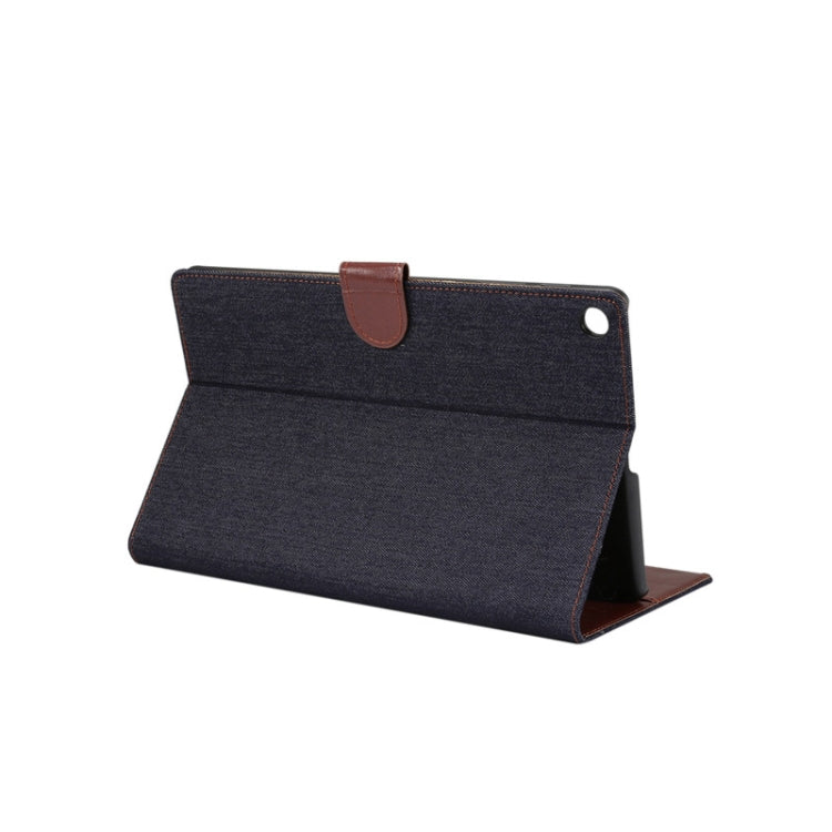 Denim Texture PC Horizontal Flip Leather Protective Case for Galaxy Tab A 10.1 2019 T510 / T515 , with Holder & Card Slots & Wallet & Photo Frame (Black)