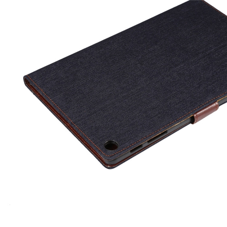 Denim Texture PC Horizontal Flip Leather Protective Case for Galaxy Tab A 10.1 2019 T510 / T515 , with Holder & Card Slots & Wallet & Photo Frame (Black)