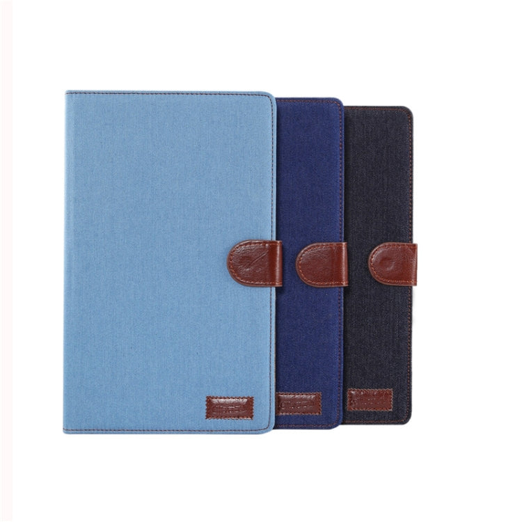 Denim Texture PC Horizontal Flip Leather Protective Case for Galaxy Tab A 10.1 2019 T510 / T515 , with Holder & Card Slots & Wallet & Photo Frame (Black)