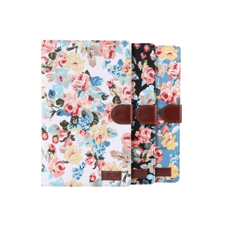 Flower Pattern Cloth Surface PC Horizontal Flip Leather Protective Case for Galaxy Tab A 10.1 2019 T510 & T515, with Holder & Card Slots & Wallet & Photo Frame (White)