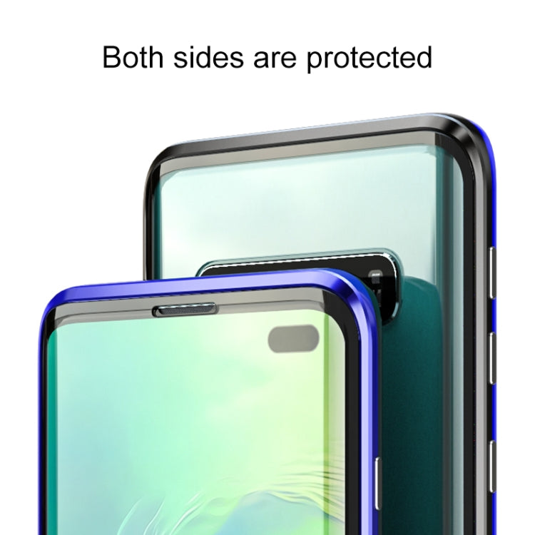 Ultra Slim Double Sides Magnetic Adsorption Angular Frame Tempered Glass Magnet Flip Case for Galaxy S10e, Screen Fingerprint Unlock Is Not Supported