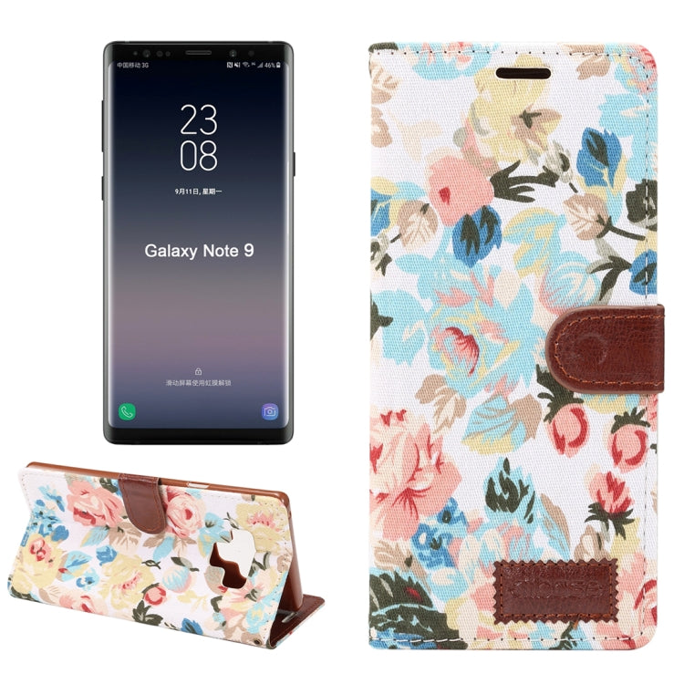 Dibase Flower Pattern Horizontal Flip PU Leather Case for Galaxy Note 9, with Holder & Card Slot