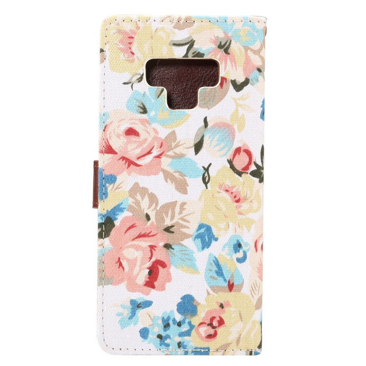 Dibase Flower Pattern Horizontal Flip PU Leather Case for Galaxy Note 9, with Holder & Card Slot