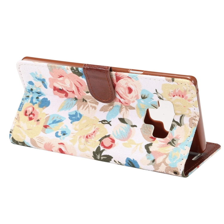Dibase Flower Pattern Horizontal Flip PU Leather Case for Galaxy Note 9, with Holder & Card Slot