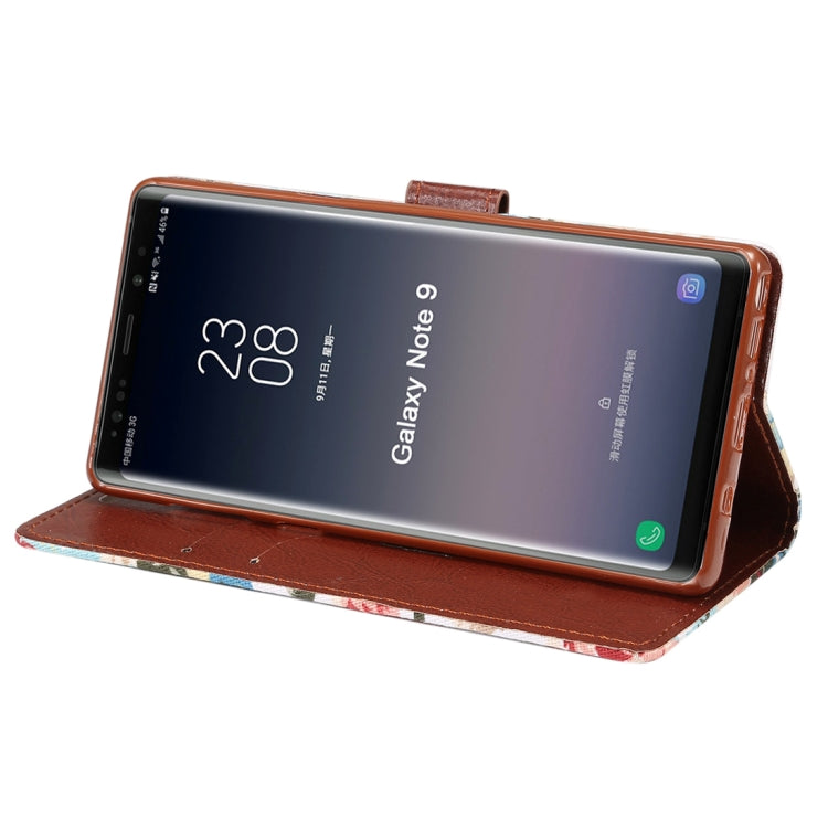 Dibase Flower Pattern Horizontal Flip PU Leather Case for Galaxy Note 9, with Holder & Card Slot