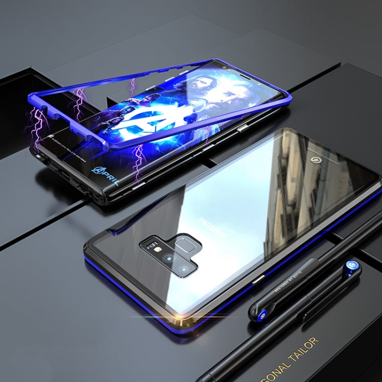 Ultra Slim Magnetic Adsorption Angular Frame Tempered Glass Magnet Flip Case for Galaxy Note9