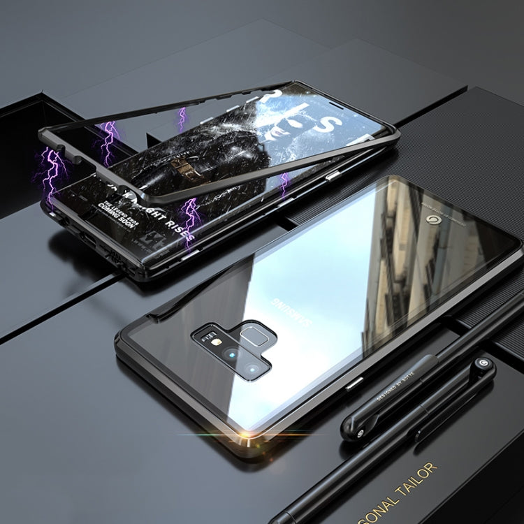 Ultra Slim Magnetic Adsorption Angular Frame Tempered Glass Magnet Flip Case for Galaxy Note9